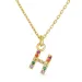letter h veelkleurig zirkoon ketting in verguld sterlingzilver