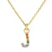 letter j veelkleurig zirkoon ketting in verguld sterlingzilver