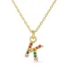 letter k veelkleurig zirkoon ketting in verguld sterlingzilver