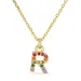 letter r veelkleurig zirkoon ketting in verguld sterlingzilver