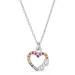 hart veelkleurig ketting in zilver