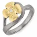 Dark Harmony bloem ring in zwart gerhodineerd zilver met verguld sterlingzilver