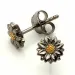 Dark Harmony bloem bloemen oorbellen in geoxideerd sterlingzilver met verguld sterlingzilver