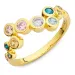 veelkleurig zirkoon ring in verguld sterlingzilver - Bubbly Twist