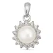 bloem parel hanger in zilver