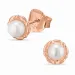 parel oorsteker in zilver met een roze coating