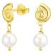 mossel parel oorbellen in verguld zilver