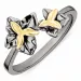 Dark Harmony bloem ring in zwart gerhodineerd zilver met verguld sterlingzilver