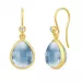 Julie Sandlau blauwe kristal oorbellen in verguld sterlingzilver blauwe kristal witte zirkoon