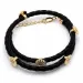 verzamelmonster armband in leren met margriet hanger in verguld sterlingzilver