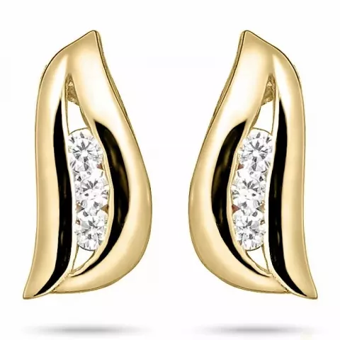 abstracte oorsteker in 9 karaat goud met 