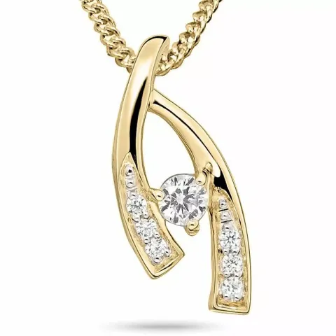 Abstract zirkoon hanger in 9 karaat goud