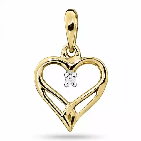 elegant hart diamant hanger in 9 caraat goud