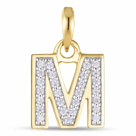 letter m zirkoon hanger in 9 karaat goud