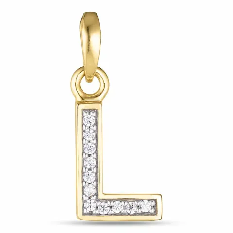 letter l zirkoon hanger in 9 karaat goud