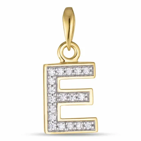 letter e zirkoon hanger in 9 karaat goud