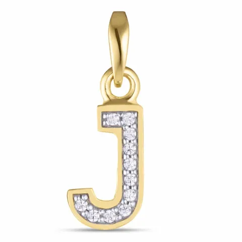 letter j zirkoon hanger in 9 karaat goud