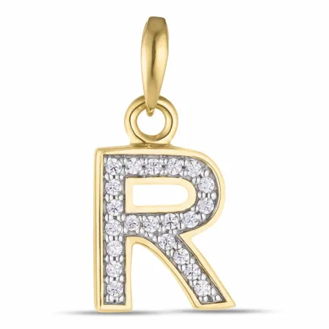 letter r zirkoon hanger in 9 karaat goud