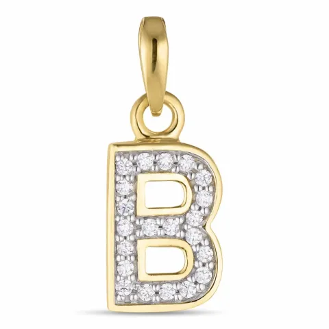 Elegant letter b zirkoon hanger in 9 karaat goud