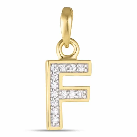 letter f zirkoon hanger in 9 karaat goud