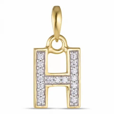 letter h zirkoon hanger in 9 karaat goud