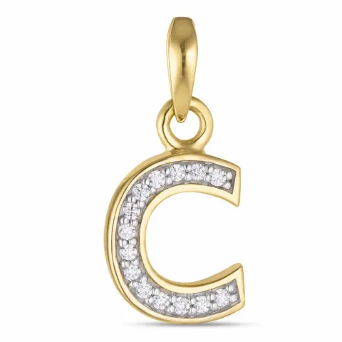 letter c zirkoon hanger in 9 karaat goud