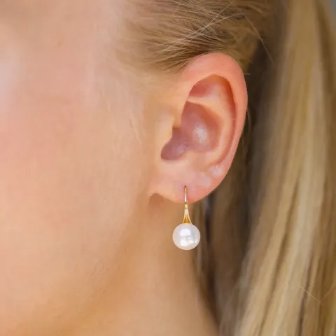 8 - 9 mm parel oorbellen in verguld sterlingzilver