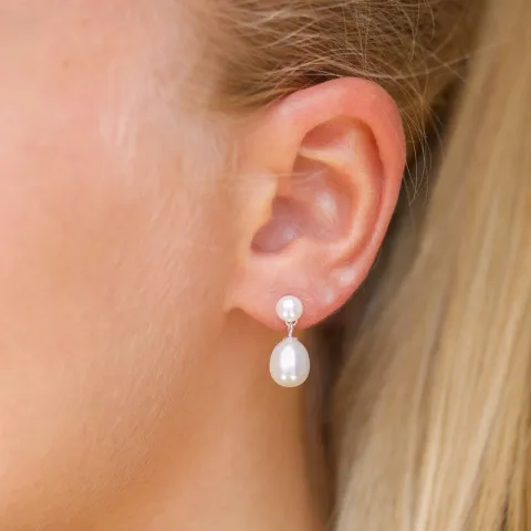 7 - 8 mm parel oorbellen in zilver