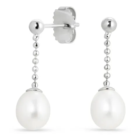 lange parel oorbellen in zilver