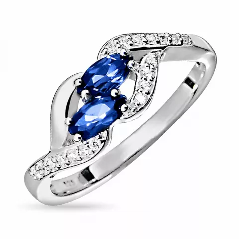 Schattige blauwe ring in zilver