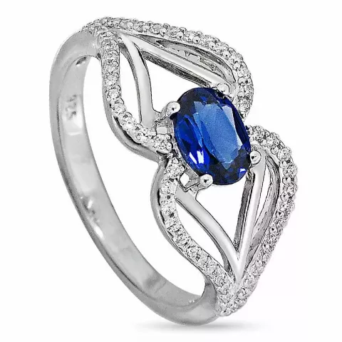 Groot blauwe ring in zilver