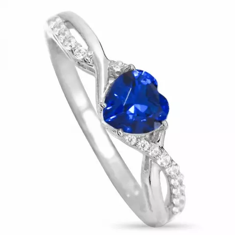 Elegant hart blauwe ring in zilver