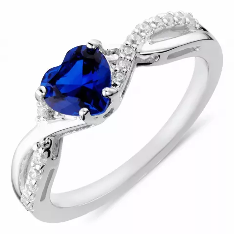 Elegant hart blauwe ring in zilver