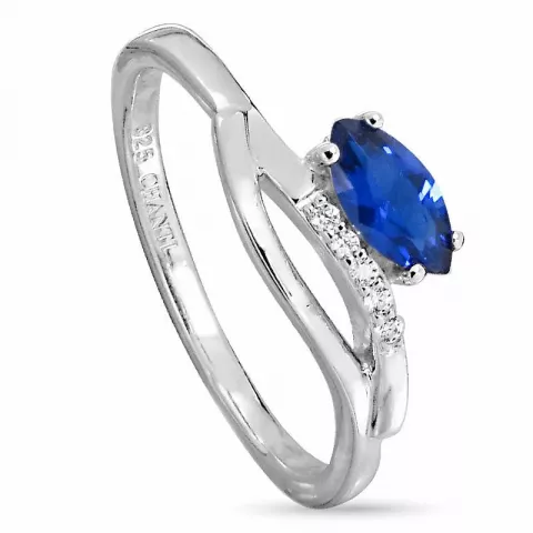 Abstract blauwe ring in zilver