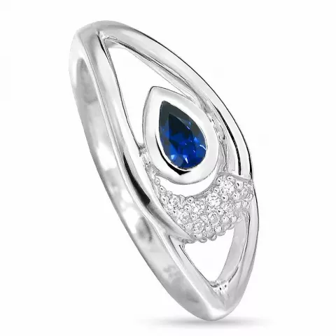 Glanzend blauwe ring in zilver