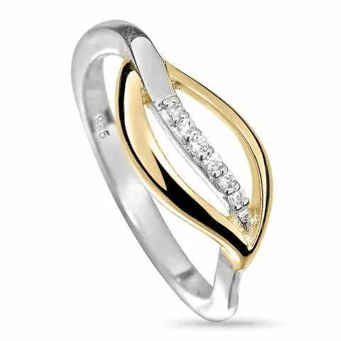 zirkoon ring in zilver met verguld sterlingzilver