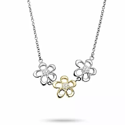 bloem hanger met ketting in zilver