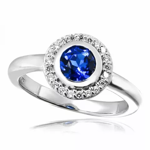 rond blauwe ring in zilver