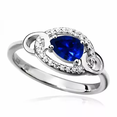 druppel blauwe zilver ring in zilver