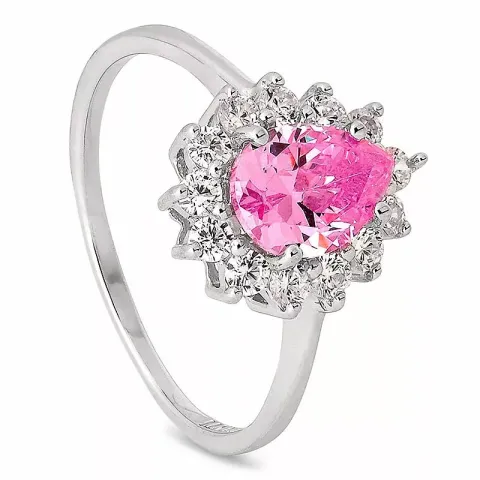 druppel roze zilver ring in zilver