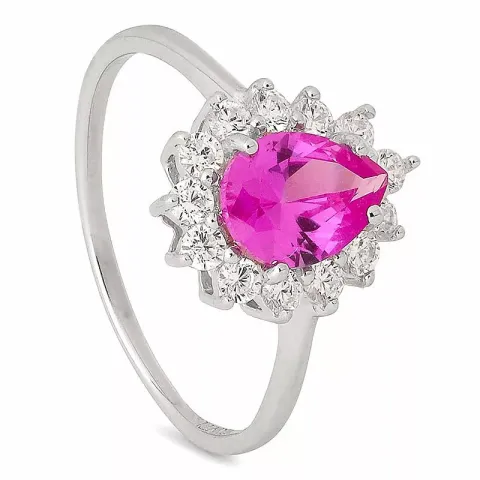 druppel roze zilver ring in zilver