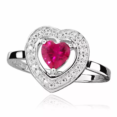 hart pink zirkoon ring in zilver