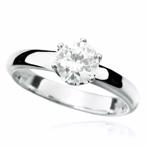 Glanzend zirkoon solitaire ring in zilver