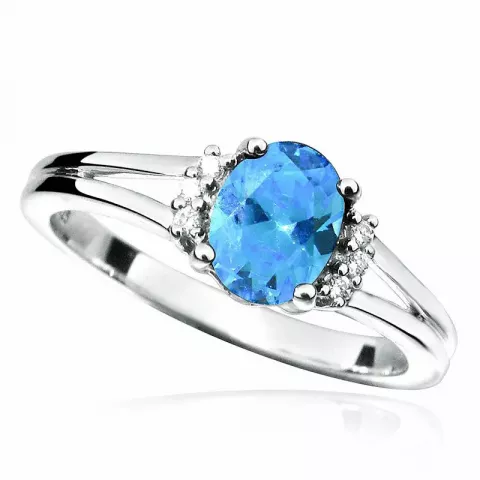 ovale blauwe zirkoon ring in zilver