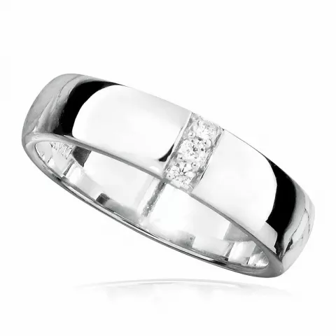 Eenvoudige witte zirkoon ring in gerodineerd zilver