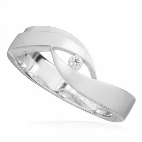 Gezandstraald witte zirkoon ring in gerodineerd zilver