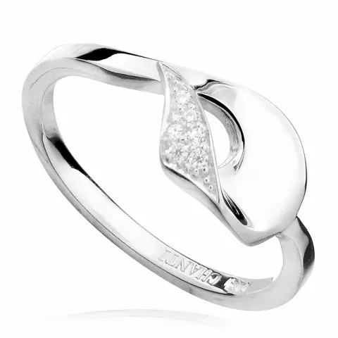 Abstract druppel witte zirkoon ring in gerodineerd zilver