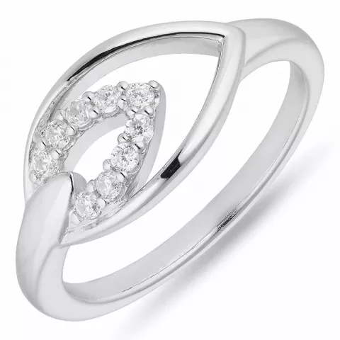 Abstract blad witte zirkoon ring in gerodineerd zilver