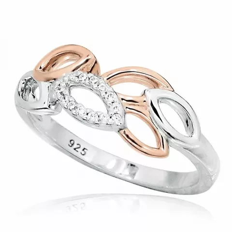 Elegant blad ring in gerodineerd zilver met verguld sterlingzilver