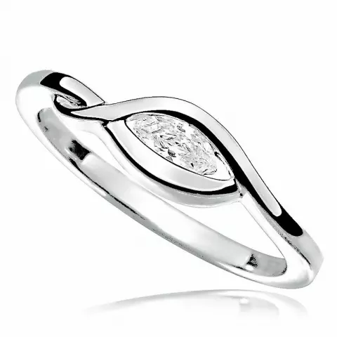 ovale witte zirkoon ring in gerodineerd zilver